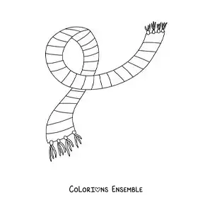 Image à colorier d'une écharpe à rayures pour enfant