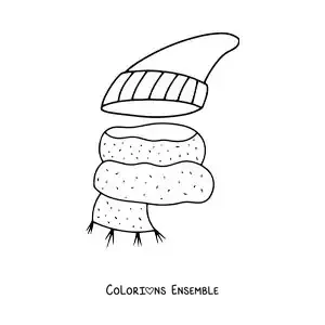 Image à colorier d'une écharpe et d'un bonnet