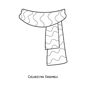 Image à colorier d'une écharpe à rayures facile