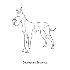 Image à colorier d’un dogue allemand