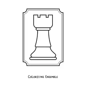 Image à colorier d'une pièce de tour aux échecs