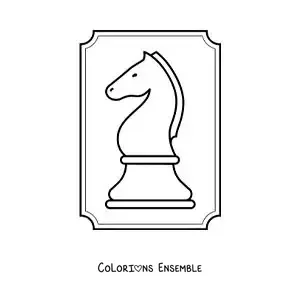 Image à colorier d'une pièce de cavalier aux échecs