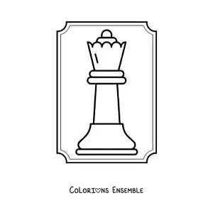 Image à colorier d'une pièce de dame aux échecs