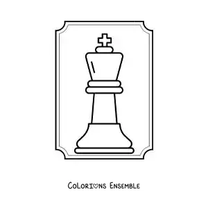 Image à colorier d'une pièce de roi aux échecs