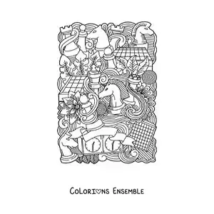 Image à colorier sur le thème des échecs