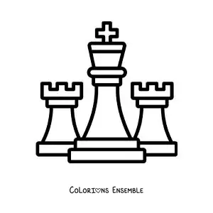 Image à colorier de 3 pièces d'échecs