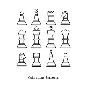 Image à colorier de pièces d'échecs