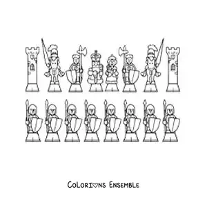 Image à colorier de pièces d'échecs en dessin animé