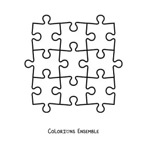 Image à colorier de pièces de puzzle à découper