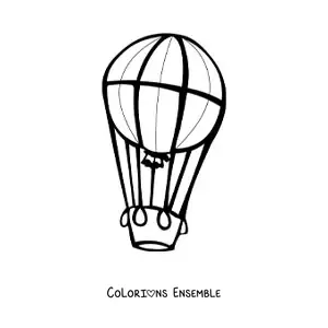 Image à colorier d’une montgolfière en vol