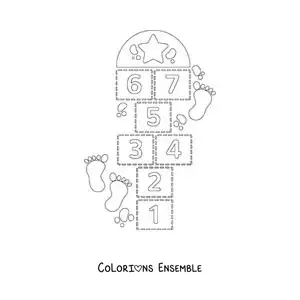 Image à colorier d’une marelle