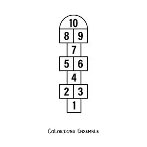 Image à colorier d’un jeu de la marelle