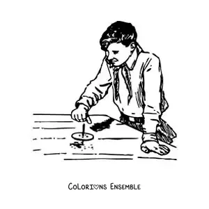 Image à colorier d’un garçon qui joue avec une toupie