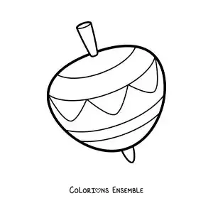 Image à colorier d’une toupie traditionnelle