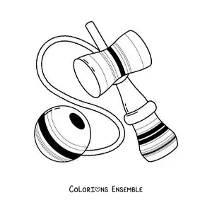 Image à colorier d’un kendama japonais