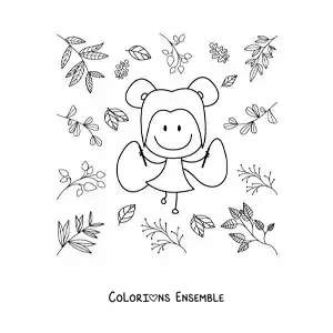 Image à colorier d’une fille animée qui saute à la corde