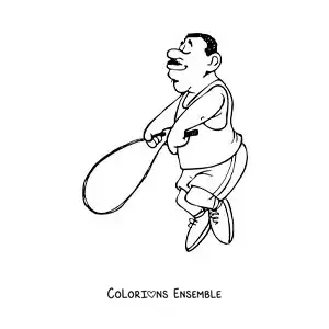 Image à colorier d’un dessin d’homme qui saute à la corde
