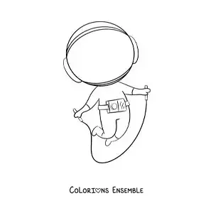 Image à colorier d’un astronaute qui saute à la corde