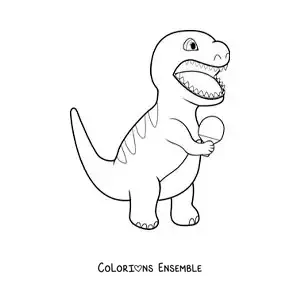 Image à colorier d’un dinosaure animé qui joue au tennis de table