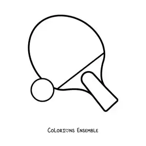 Image à colorier d’une raquette et d’une balle de tennis de table