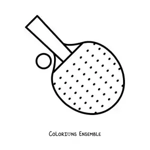 Image à colorier d’une raquette et d’une balle de tennis de table
