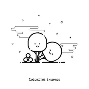Image à colorier de raquettes de ping-pong kawaii animées