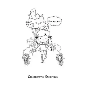 Image à colorier de deux filles jouant à cache-cache