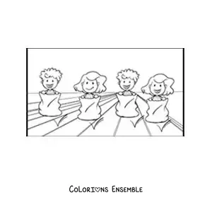 Image à colorier d’enfants participant à une course en sac