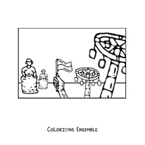 Image à colorier d’une course en sac