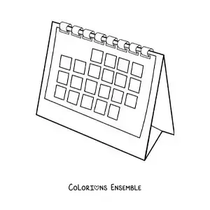 Image à colorier d’un calendrier de bureau