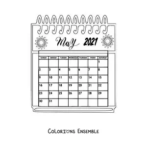 Image à colorier d’un calendrier de mai