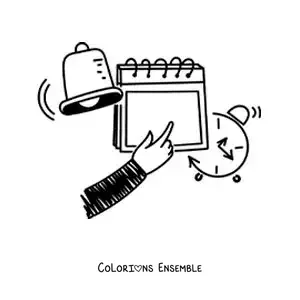 Image à colorier d’un dessin animé d’un calendrier