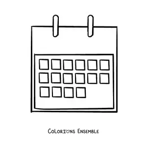 Image à colorier d’un calendrier mensuel
