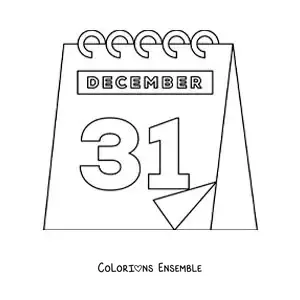 Image à colorier du 31 décembre sur le calendrier