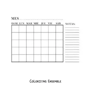 Image à colorier d’un calendrier du mois