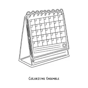 Image à colorier d’un calendrier de table