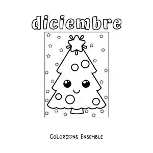 Coloriage de décembre avec un sapin de Noël rigolo