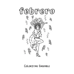 Coloriage de février avec une danseuse du Carnaval du Brésil