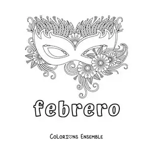 Coloriage de février avec un masque de Carnaval