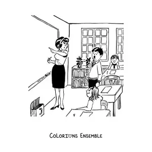 Image à colorier d’une enseignante en colère grondant un élève