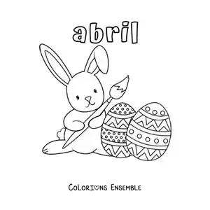 Coloriage d’avril avec le lapin de Pâques rigolo