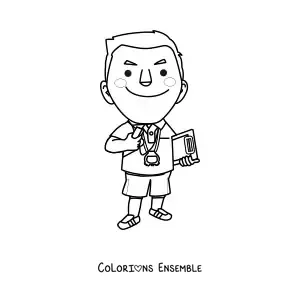 Image à colorier d’un professeur d’éducation physique
