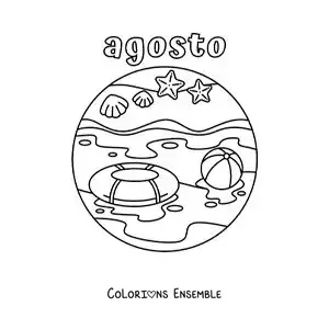 Coloriage d’août avec un paysage de plage en été