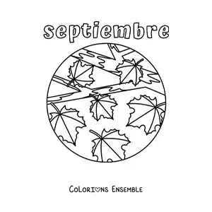 Coloriage de septembre avec des feuilles d’automne