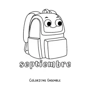 Coloriage de septembre avec un sac à dos rigolo