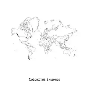 Image à colorier d'une carte du monde politique de Mercator