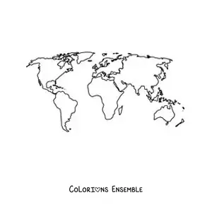 Image à colorier d'une carte du monde avec les continents