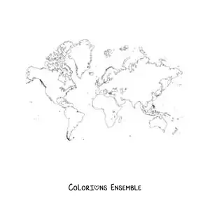 Image à colorier d'une carte du monde en projection de Mercator