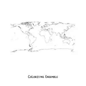 Image à colorier d'une carte du monde en projection équirectangulaire