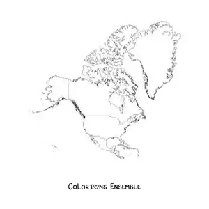 Image à colorier d'une carte de l'Amérique du Nord sans les noms